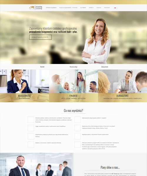 Projekt strony dla AFC group AFC group - layout strony internetowej Angels Advertising