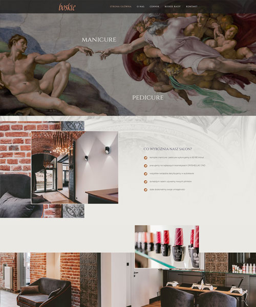 Projekt strony dla Boskie Boskie - layout strony internetowej Angels Advertising
