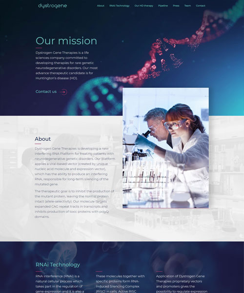 Projekt strony dla Dystrogene Dystrogene - layout strony internetowej Angels Advertising