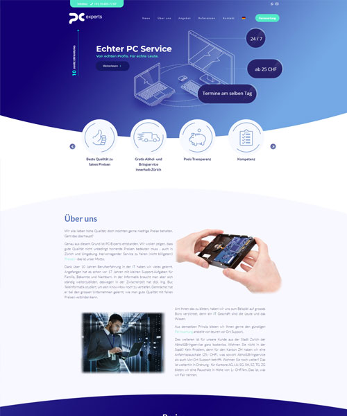 Projekt strony dla PC Experts PC Experts - layout strony internetowej Angels Advertising