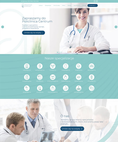 Projekt strony dla Policlinica Policlinica - layout strony internetowej Angels Advertising