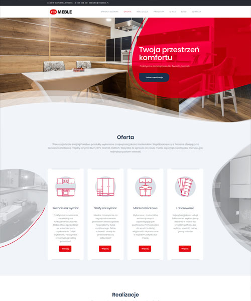 Projekt strony dla RB meble RB meble - layout strony internetowej Angels Advertising